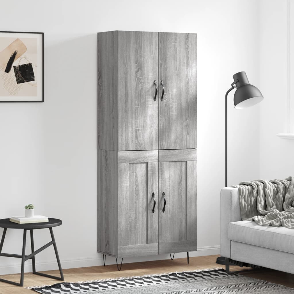 Highboard Grey Sonoma 69.5x34x180 cm Engineered Wood